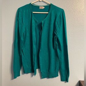 Teal Button Front Cardigan